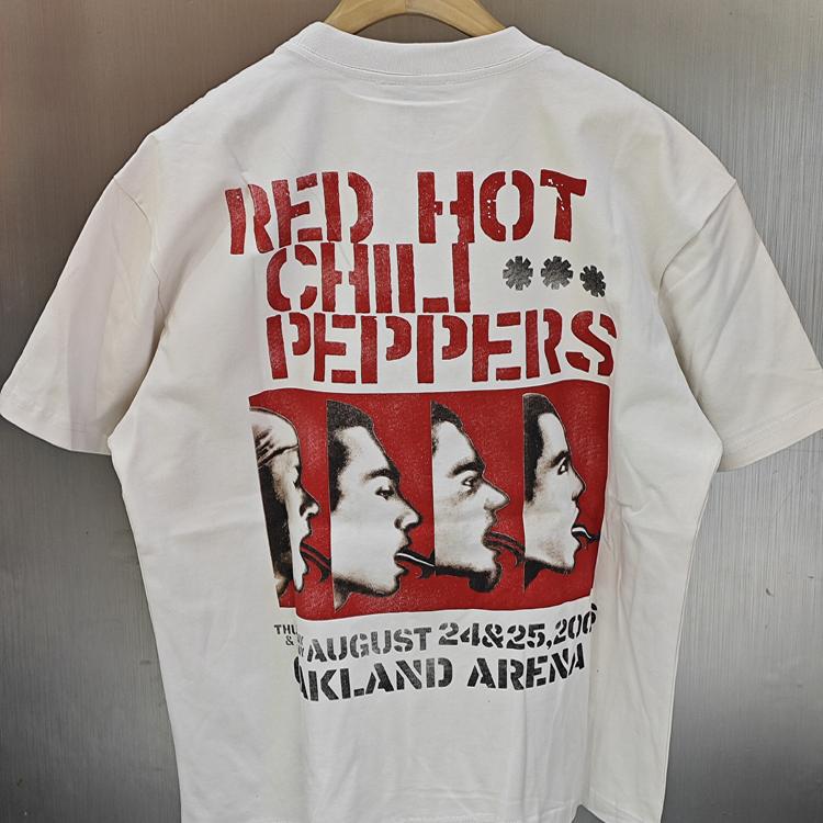 Men's Vintage Distressed Red Hot Chili Peppers Abstract Pattern T-Shirt