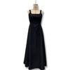 Women's Elegant Color Square Neck Sleeveless Fitted Waist Suspender Dress