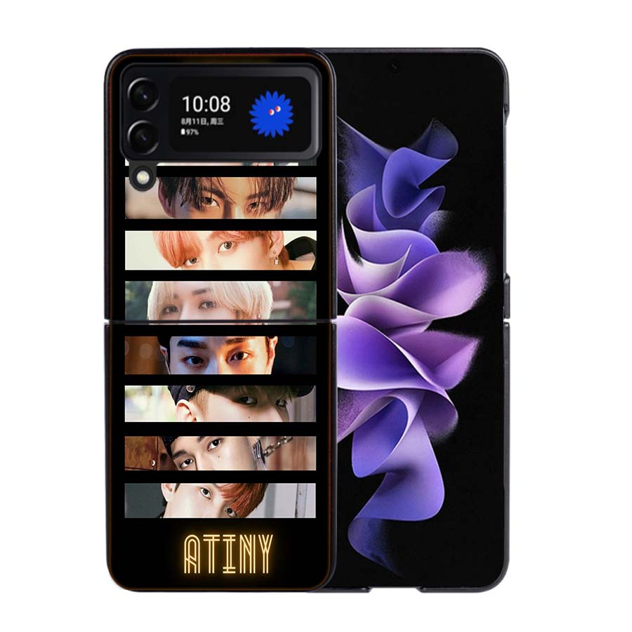 K-KPOP A-ATEEZ Coque Case For Samsung Galaxy Z Flip 7 6 Flip4 Flip5 Zflip3 Black Hard PC Phone Shell Protective Cover