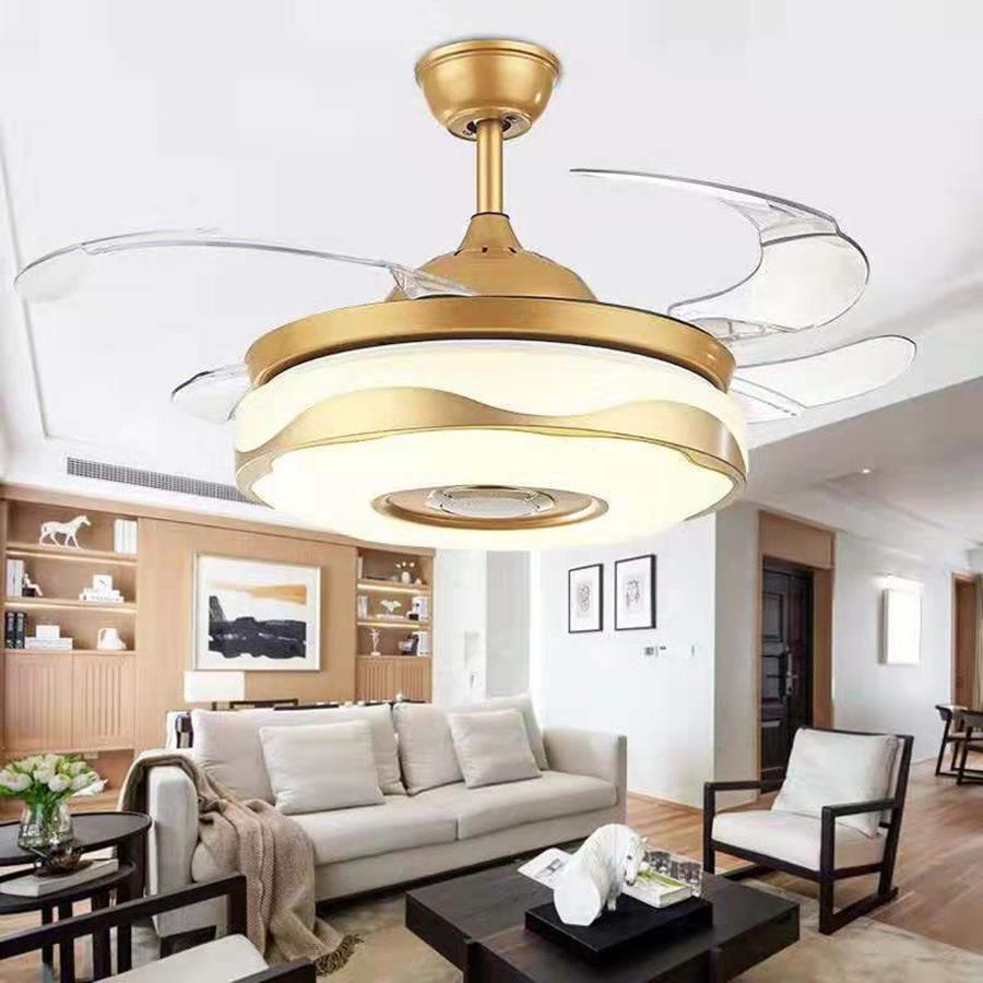 220V Invisible Leaf Ceiling Fan Light, Bedroom, Living Room, Dining Room, Study, with Remote Control Ventilation Pendant Light