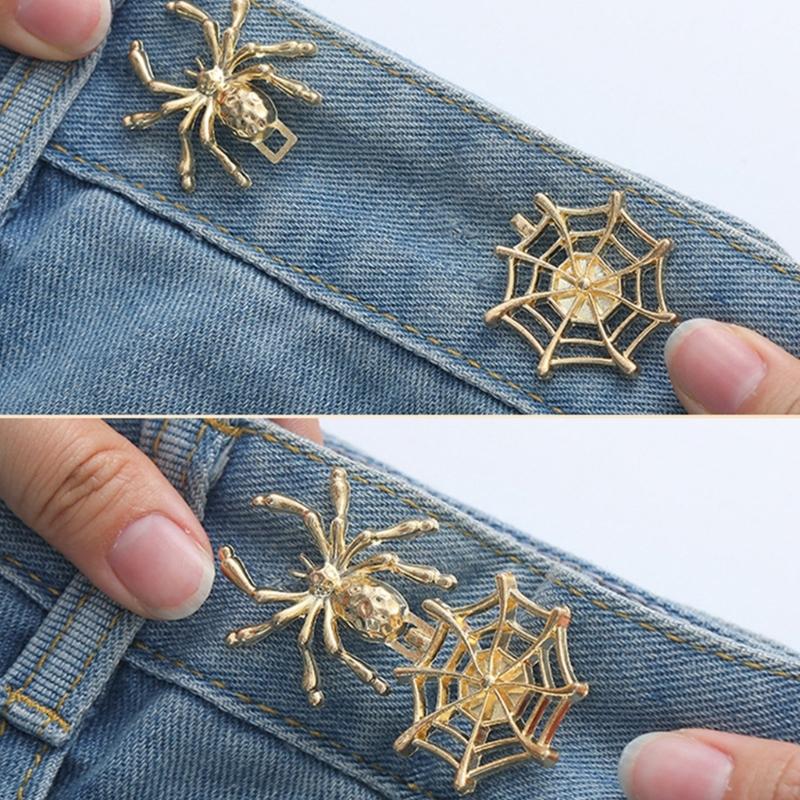 Spiderweb Shape Metal Fastening Button Detachable Pant Buttons Pin Crafts Waist Tightener Clothing Buckle Sewing Tool