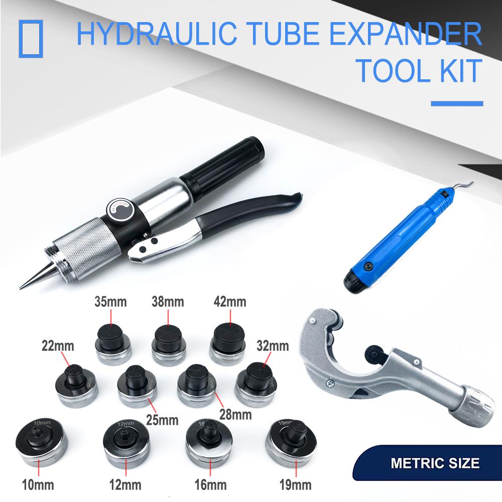 

Гидравлический набор инструментов для расширения труб с головками для расширения труб, инструментом для зачистки кромок, труборезом, профессиональным инструментом для холодильной техники для медных труб