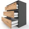 Chest of Drawers TV Cabinet 80cm 3S Gray Oak Wotan Loft Living Room Furniture