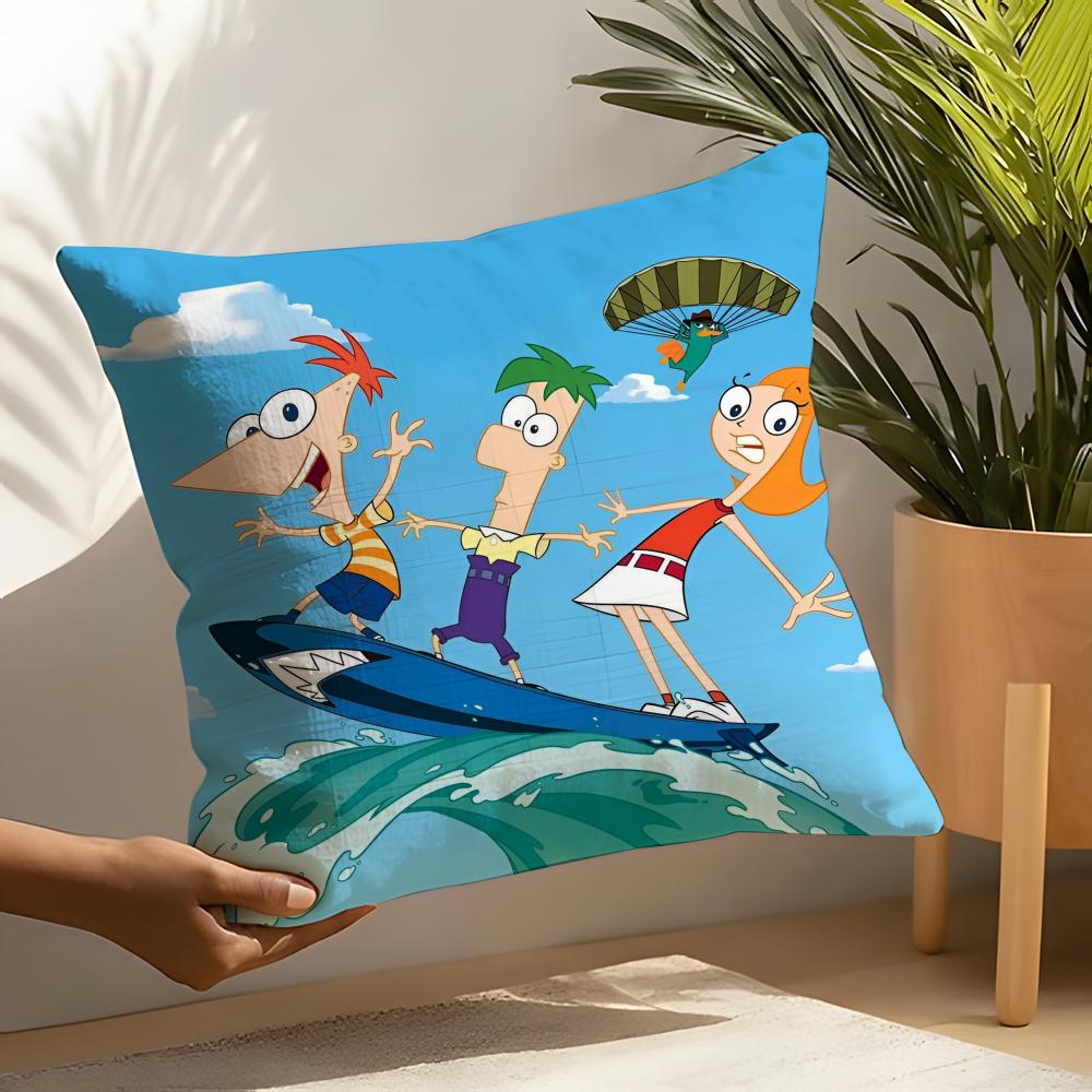 Phineas And Ferb Pillow Case Linen Cushion Covers For Decorative Sofa Home Pillows Case Car Chair Pillows Cases