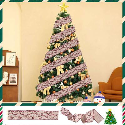Christmas Christmas Tree Decor Gift Packing Decor Imitation Linen Christmas Ribbon Decor Ribbon