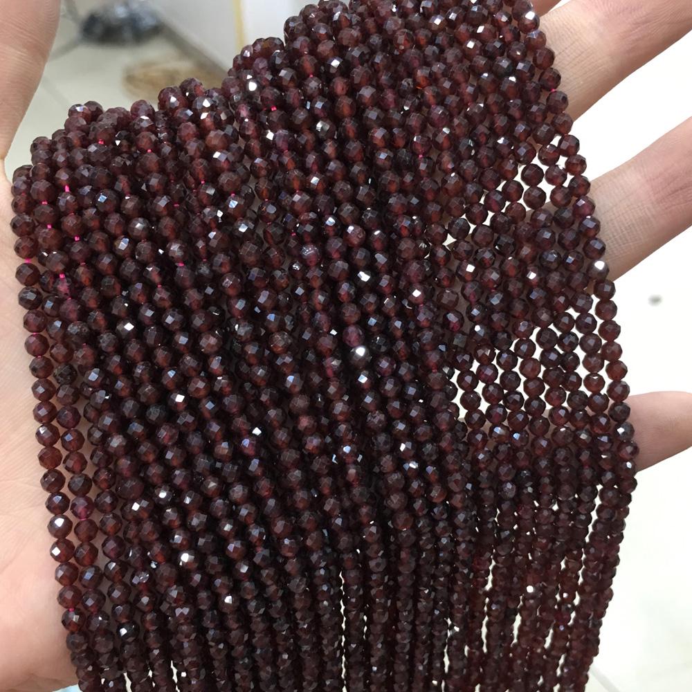 1String, Faceted Natural Stone Beads, 2mm, 3mm Small Round Turquoise Tourmaline Obsidian Gems Loose Spacer Beads for Jewelry Making DIY Crafts, 38cm