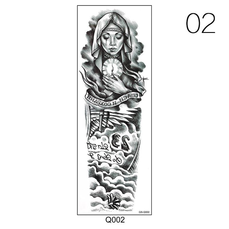 1 Piece Tattoo Sticker Full Flower Arm Fish Peacock Lotus Pattern Temporary Makeup Body Art