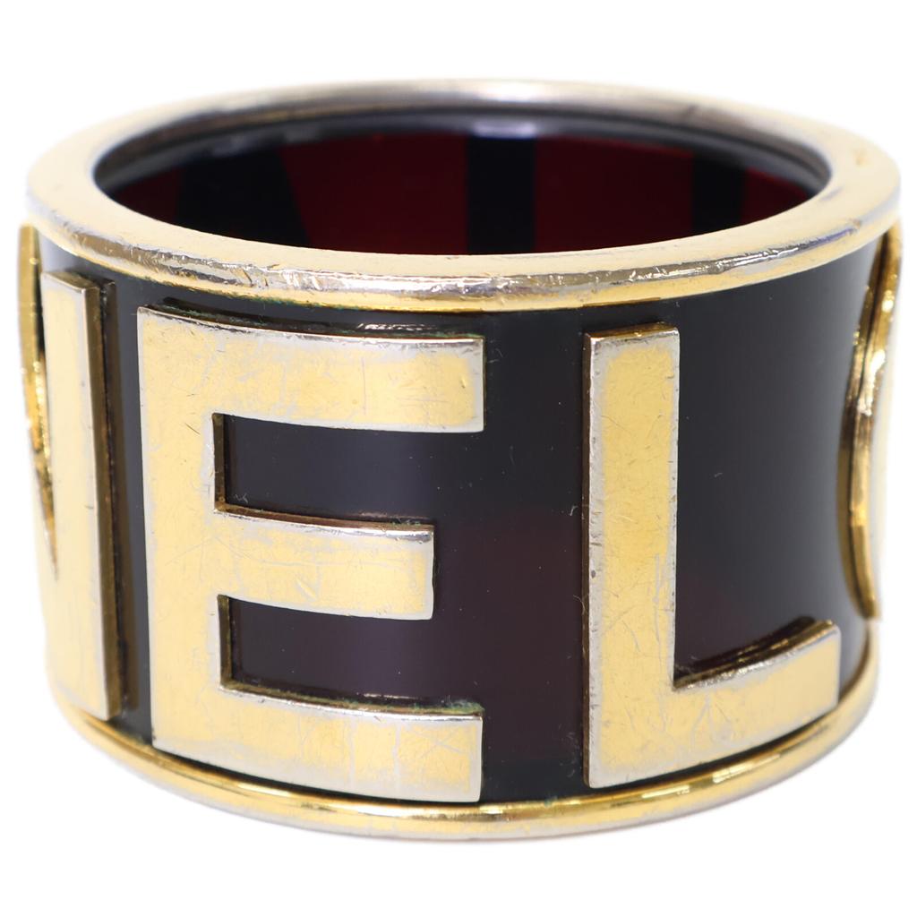 CHANEL Logo bangle Bangle Dark brown / goldUsed