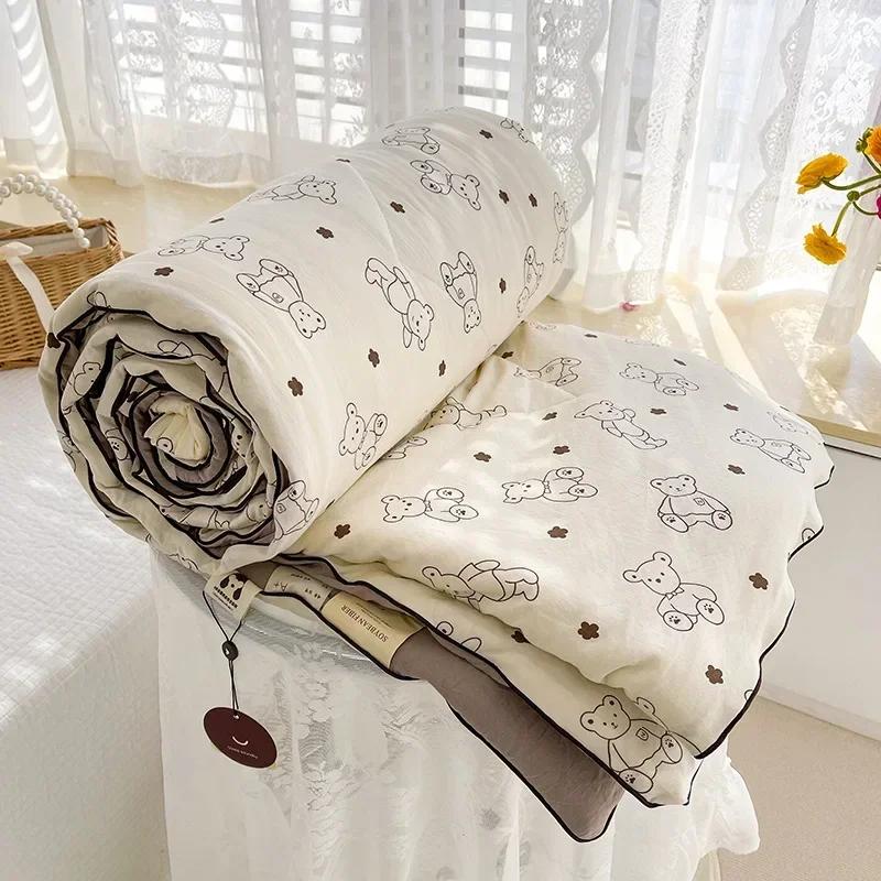

2025 Double Layered Yarn Spring Summer Quilt Grade A Maternal and Child Thin Comforter Soya Fibre Filling Soft Breathable Duvet 150x200cm 0.9kg