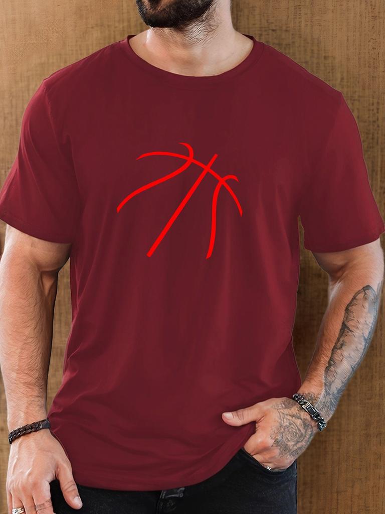 Men's basketball pattern summer casual crew neck short T-shirt