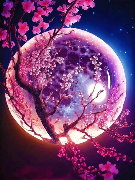 Full Square Round Diamond Painting New Moon Flower Decor Home Embroidery Mosaic Fantasy Butterfly Landscape Home Decor