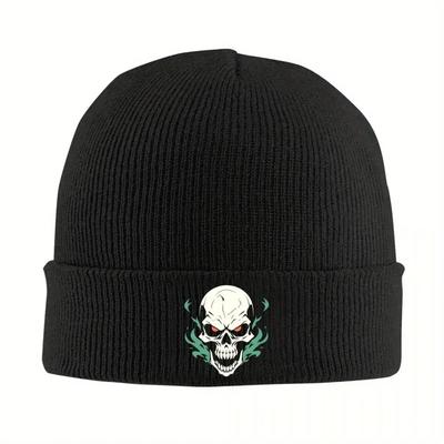Skull Embroidery Logo Beanie Hats Casual Caps Adult Unisex Kpop Skullies Beanies Autumn Graphic Elastic Beanie Hat