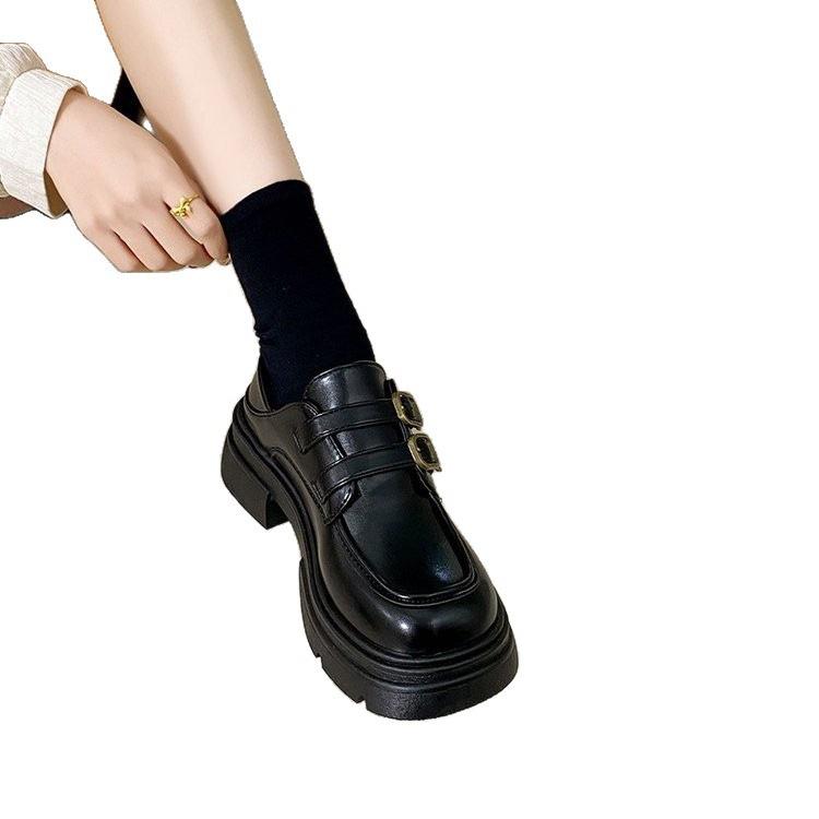 American retro small leather shoes women's 2025 autumn muffin sole platform loafers versatile and lightweight Japanese jk single shoes