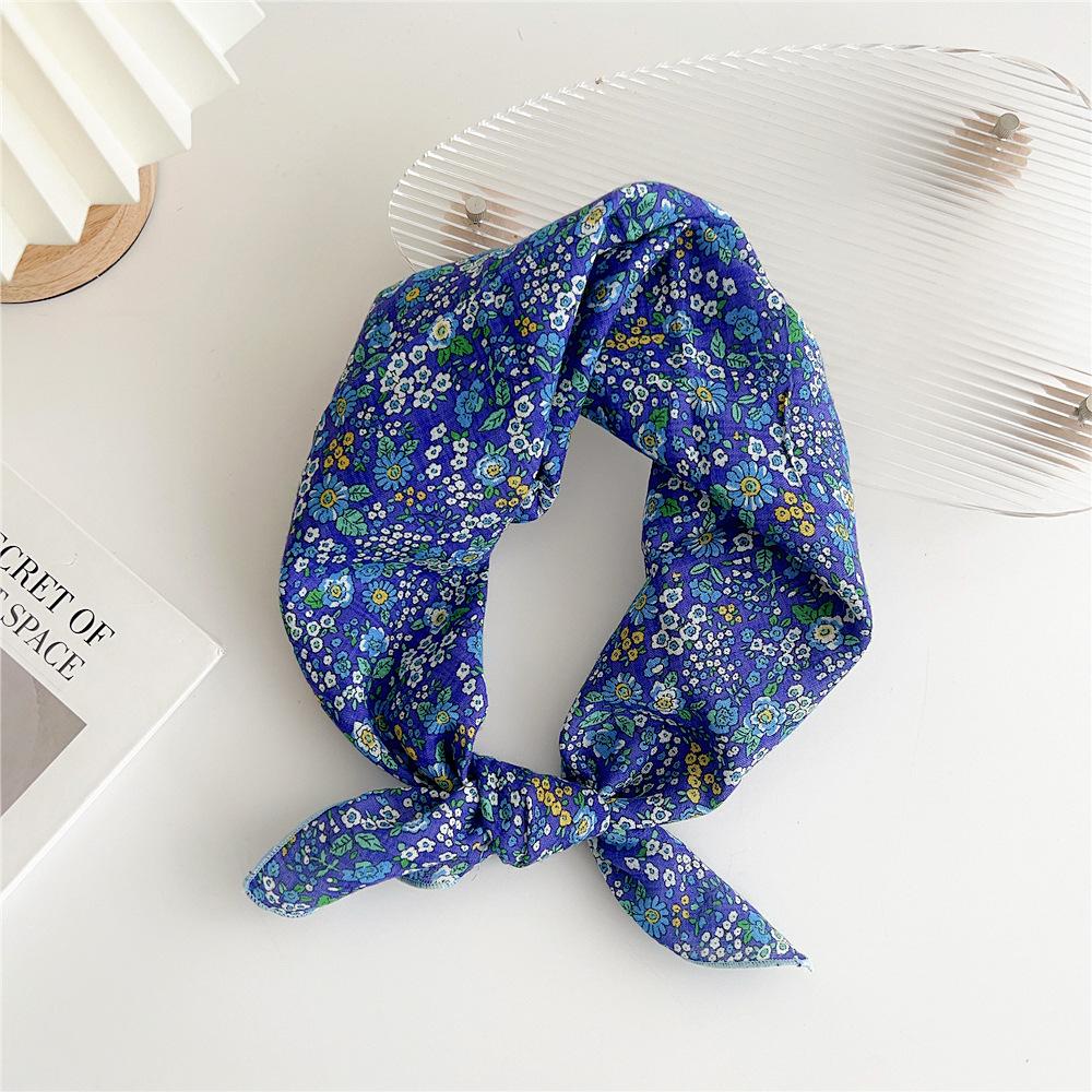 Cotton And Linen Small Square Scarf Silk Scarf Women'S Spring And Autumn New Style Artistic And Versatile Fashionable Temperament Headband Scarf