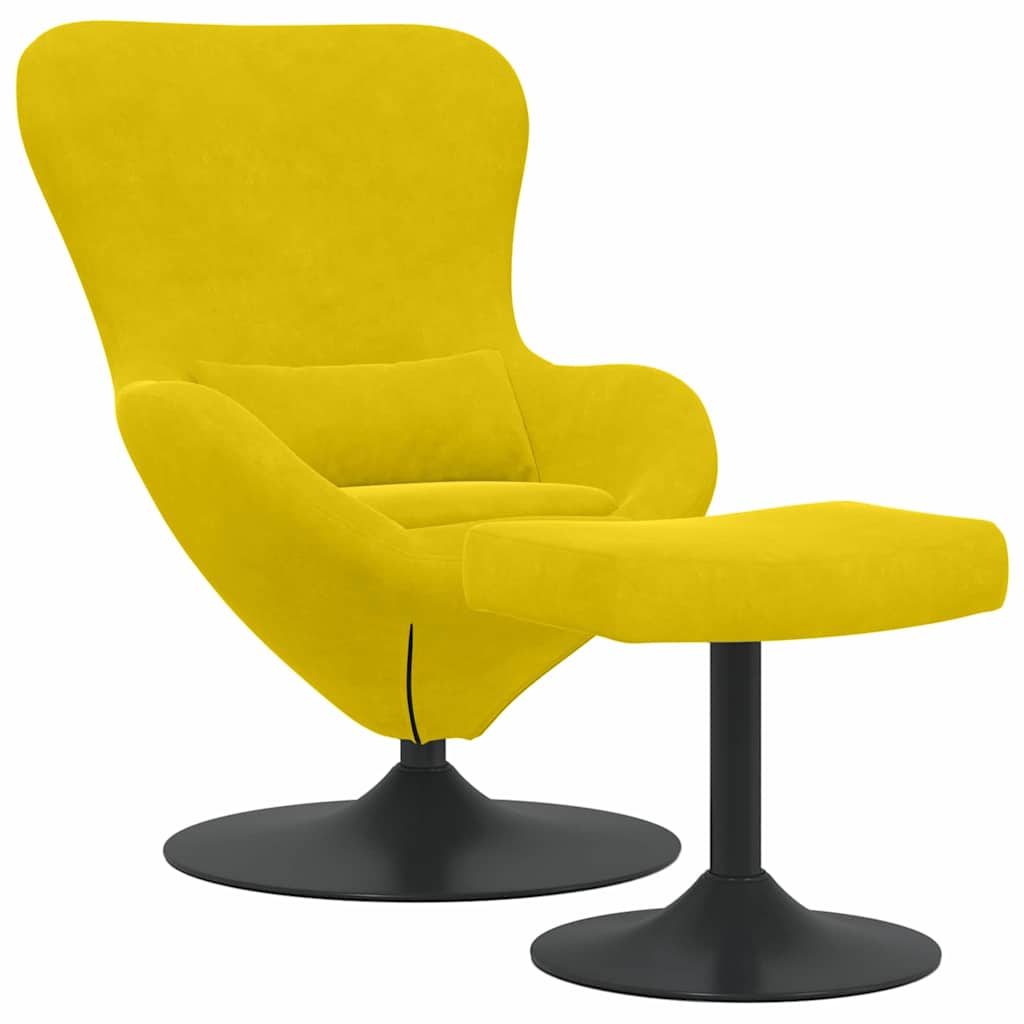 Egg Chair with Footstool Yellow Velvet