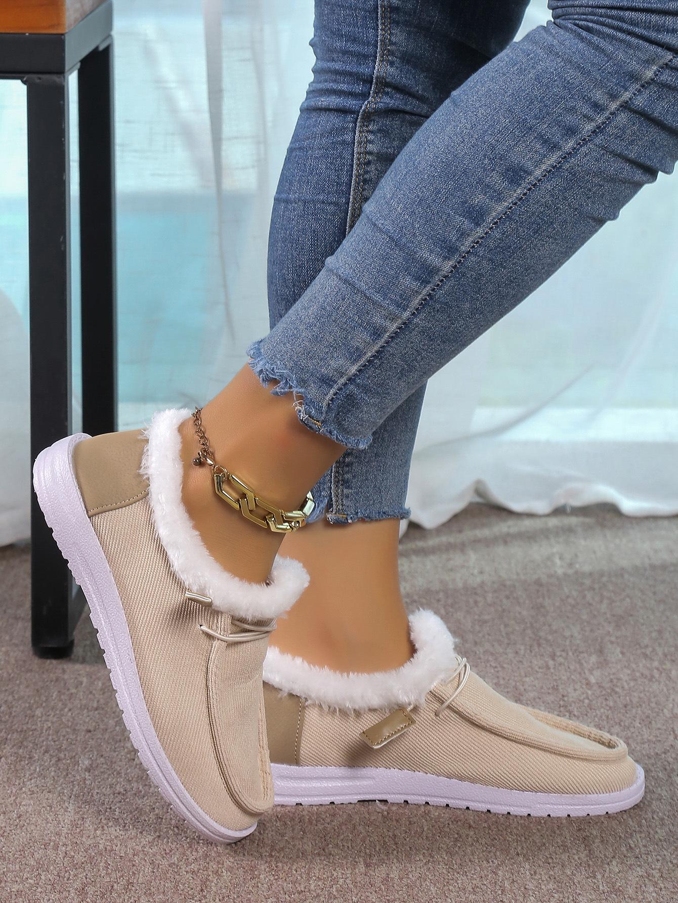 

2025 winter new thick-soled snow boots for women, piled and thickened fluffy warm large-size sewn cotton shoes for women 43 абрикосовый