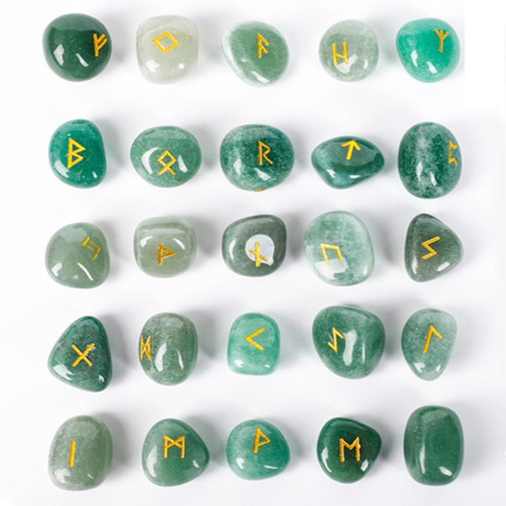 Natürliches Kristall-Runensteine-Set 25 Stück Quarzachat Kristallstein Hexen Reiki Heilenergie Runenbuchstaben Kristallgravur Handwerk
