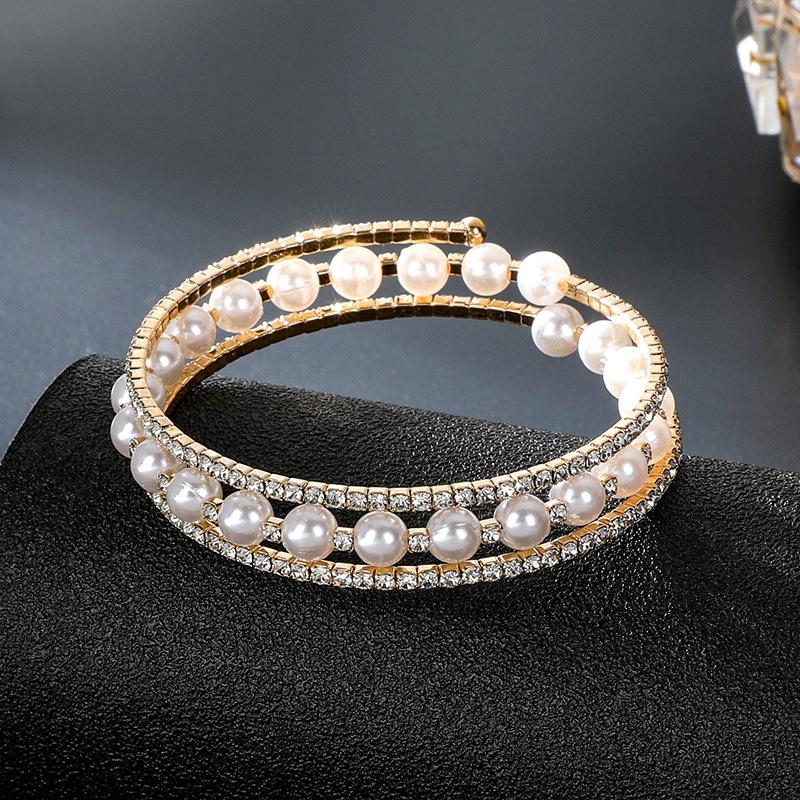 Jewelry Fashion Diamond Pearl Multi-layer Bracelet Wrapping Bracelet Multi-row Pearl Rhinestone Bracelet