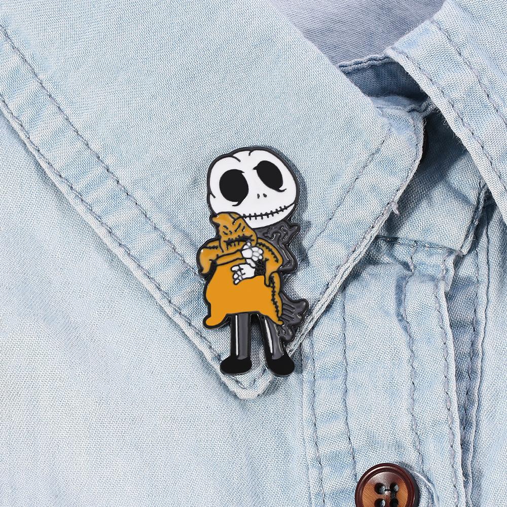 Halloween Brooch, Christmas Eve Horror, Wizard Hole Pumpkin Head Jack Personality Alloy Enamel Ornament Badge