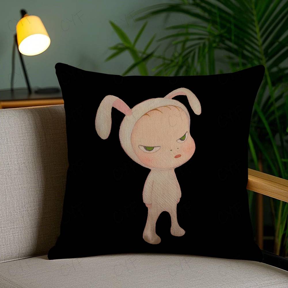 Yoshitomo N-N-Nara Kissenbezug Sicheres Kissen mit individuellem Foto, Farbechter Kissenbezug aus gebürstetem Fleece, Sicher für Mütter und Säuglinge.