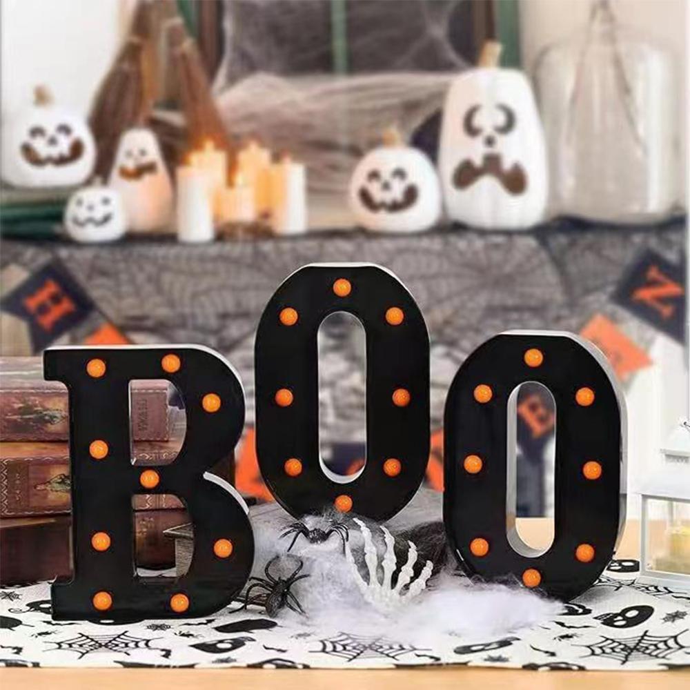 3 LED Marquee Light up Letters "BOO" Sign for Indoor Halloween Decor
