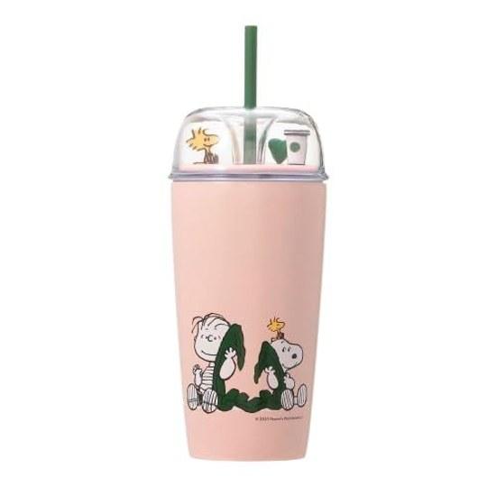 STARBUCKS Peanuts Stainless Steel Cold Cup Tumbler Pink 473ml Staba Water Bottle Snoopy JOE KIND LINUS