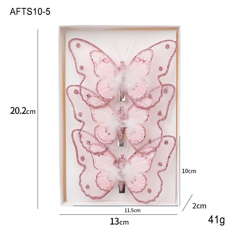 New Christmas decoration butterfly Christmas tree pendant glitter simulation butterfly scene atmosphere decoration butterfly