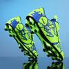 2025 new leather rotating buckle children's football shoes men's broken nails young students lace-free sports shoes