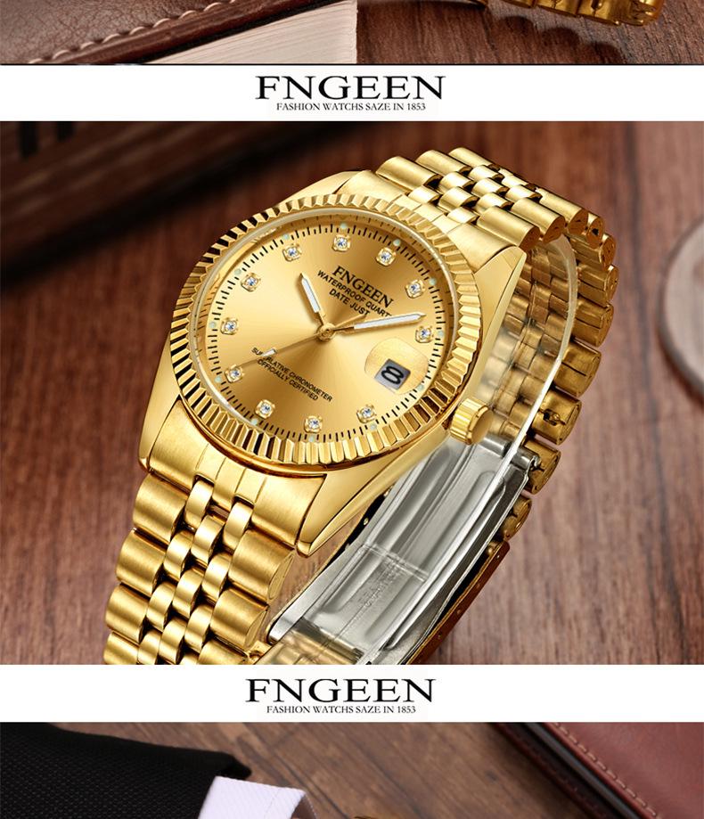 Tycoon Gold Waterproof Couple Watch: Stylish Gold Watches for Men and Women