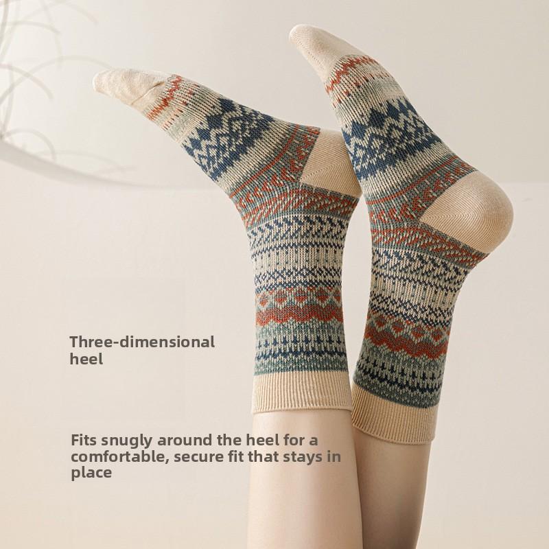 Long-Sleeved Park Retro Ethnic Children's Fall-Winter Trendy Stacked Leggings Mid-Calf Leggings