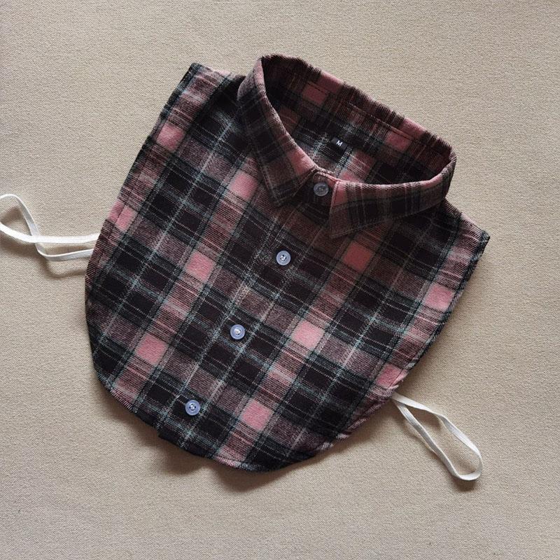 Plaid Women Shirt False Collars White  Removable Lapel Collars For Women Fake Collar Women Detachable Collars Nep Kraagie