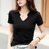 Summer T-Shirt Cotton Women V-Neck Soft Tshirts Female Basic Classic XS-3XL Ladies Tops Women's Base Shirt Top