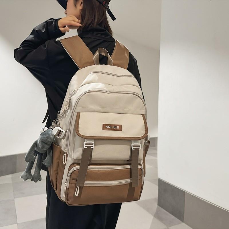 Modern Casual Backpack With Bold Letter Pattern And Padded Shoulder Straps For School Use