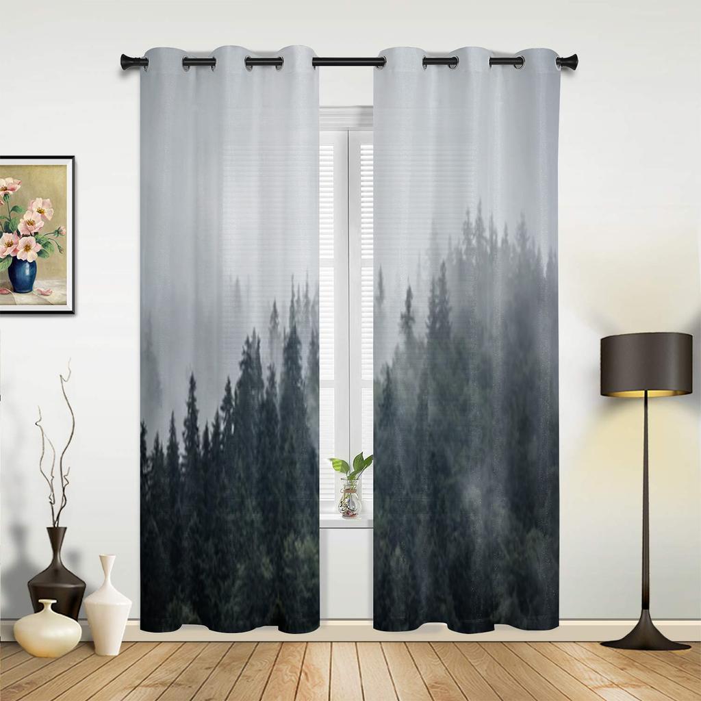 Misty Foggy Mountain Landscape Window Curtains For Living Room Bedroom Luxury Modern Kitchen Curtains Fabric Drapes