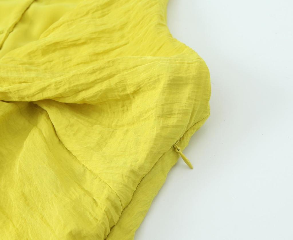 Rochie de vară în stil european și american, cu decupaje și detaliu nod - Efect încrețit