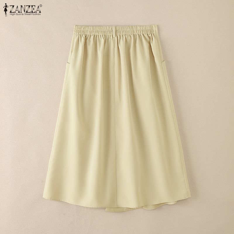 ZANZEA Lässige, lockere Röcke mit elastischer Taille und einfarbigen Details für Damen