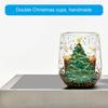 Drinking Cup with Christmas Tree Sparkles Double Walled Sparkling Christmas Tree Glass Mug for Warm Beverages