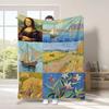 Van Gogh's Checkered Theme polyester Bedroom velvet flannel soft sofa cover blanket Fleece soft sofa cover blankets for beds