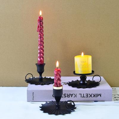 Retro Metal Candlestick European Style Wrought Iron Taper Candle Holder Stand With Handle For Desktop Decor