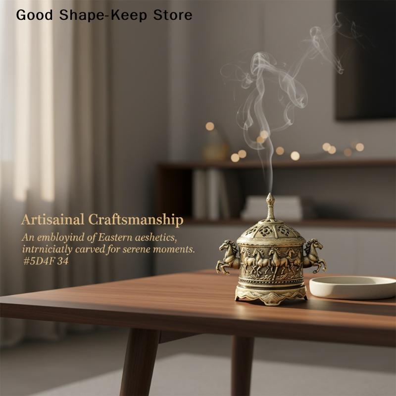 dailyAlloy Incense Burner Hollow Out Sandalwood Incense Burner Zen Aromatherapy StoveDaily Products