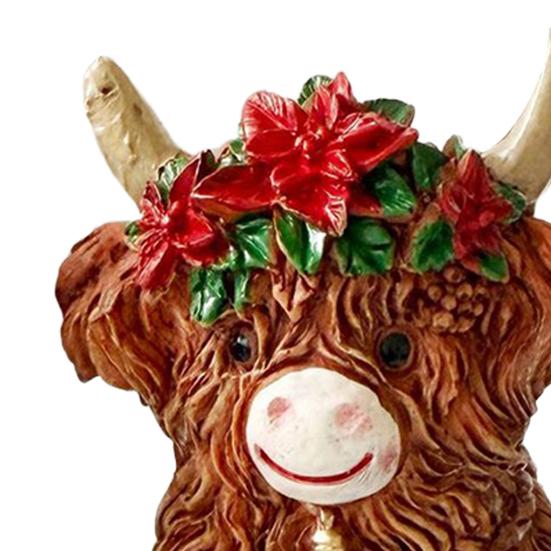 3Pcs Highland Cow Figurines Christmas Decor Resin Calf Animal Statue for Home Garden Office Rustic Farmhouse Tabletop Decoration