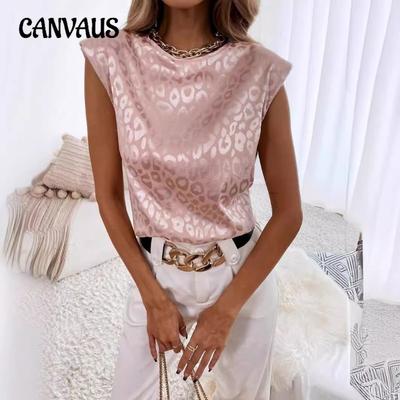Women's Round Neck Leopard Print Jacquard Loose Casual Short Sleeve Top