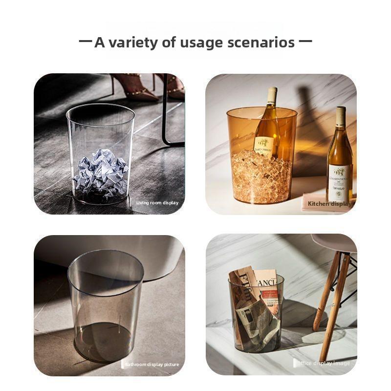 Transparent Trash Can - Large Household Unsealed Flower-shaped Trash Bin - Tall Office Room Garbage Can - Paper Basket