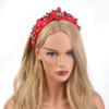 Wide Edge Christmas Hairband Hair Jewelry Headwear Rhinestone Knot Headband Red Green Gift Crystal Beads Hair Band New Year