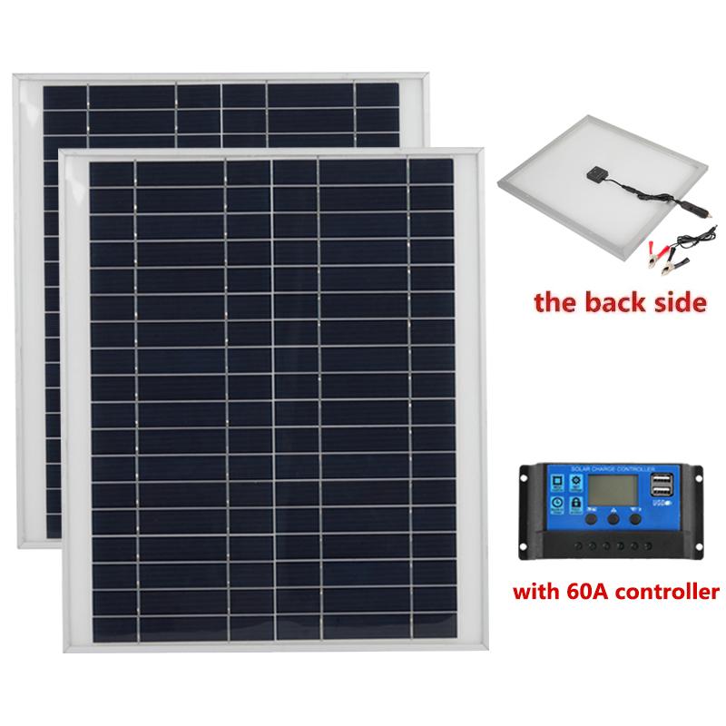 300W Solar Panel 18V Aluminum Monocrystalline Dual USB Power Portable Outdoor Solar Cell Solar Generator for Phone Laptop Camper