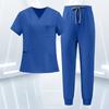 Women's Uniform Scrub Set - Quick-Dry V-Neck Short Sleeve Top with Pockets and Long Pants, Color