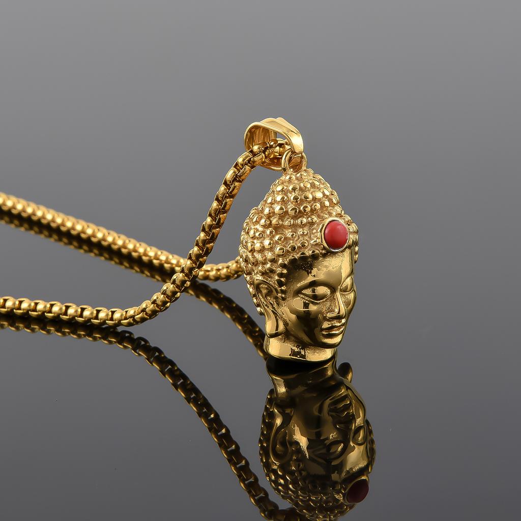 Accessories Retro Personality Accessories Necklace, Stainless Steel Buddha Sakyamuni Buddha Statue Men's Pendant