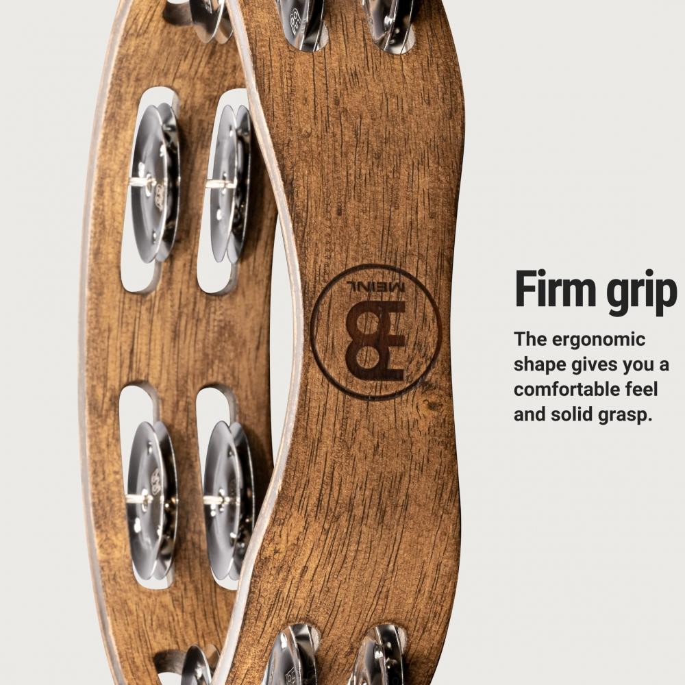 MEINL Percussion Compact Wood Tambourine Stainless Steel 2rows CTA2WB