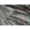 Vintage Künstlerischer Blumendruck Baumwoll-Leinen Bluse Damen Langarm Top Lässiges Hemd Spitze Patchwork Kragen Herbst Knopf Asiatische Größe