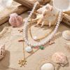 Bohemian Beach Shell Conch Beaded Necklace for Women Ocean Style Seashell Starfish Sun Pendant Choker Vacation Party Jewelry